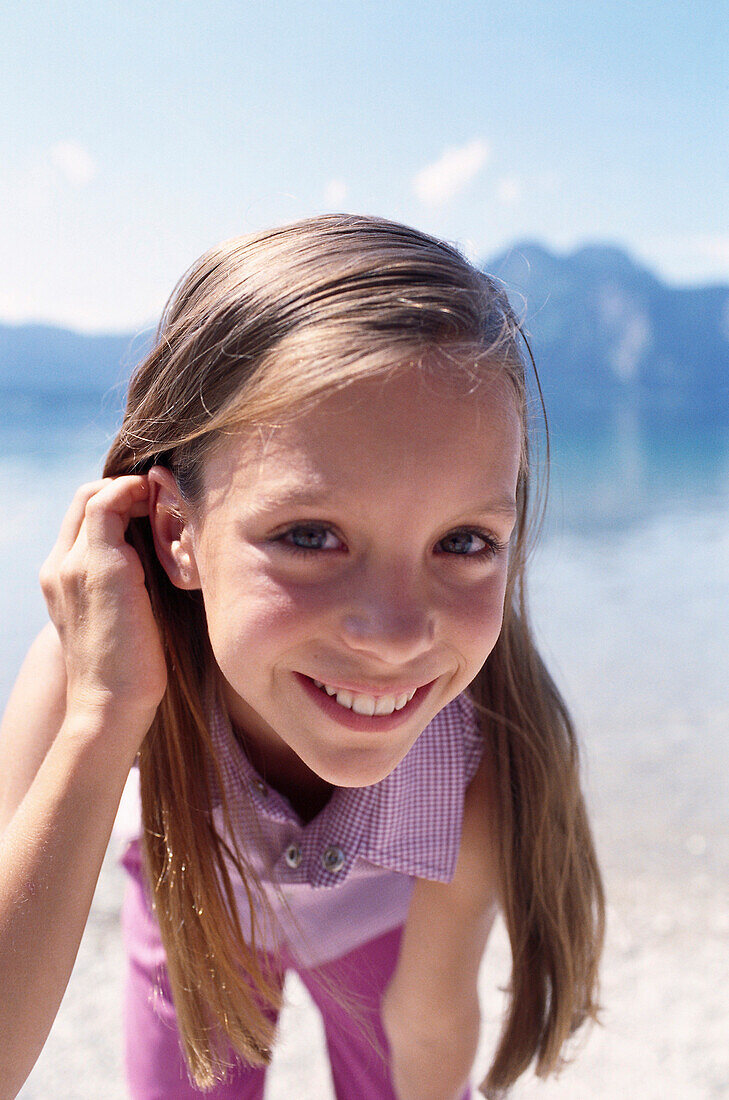 Girl at lakeshore, Walchensee, Bavaria People