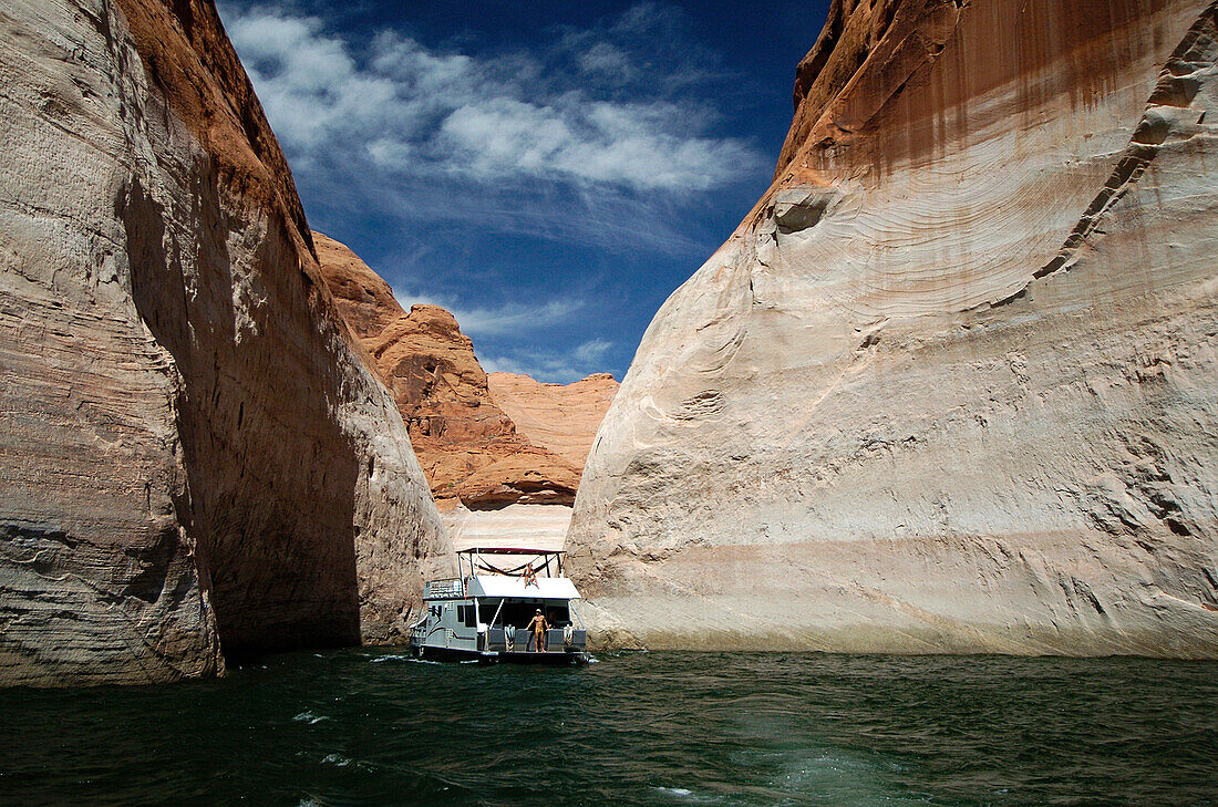 Houseboat on Lake Powell, Arizona, Utah, USA