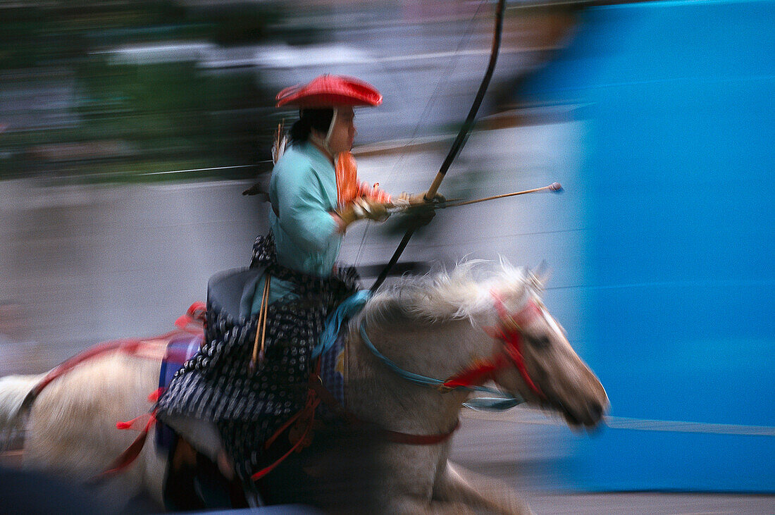Bogeschiessen zu Pferd, Yabusame, , Asakusa Park Tokyo, Japan