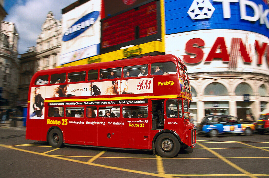 One red double-decker Bus, London, Great Britain