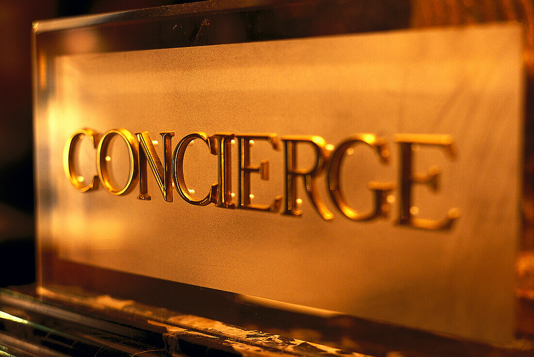 Concierge sign, Hotel Europa, Regina, Venice, Veneto, Italy