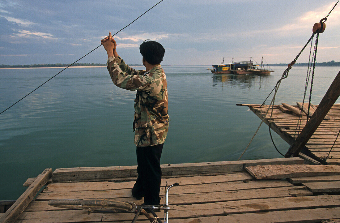 car ferry, on the Mekong River, Laos