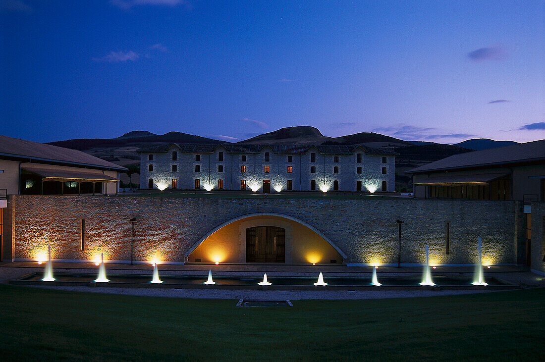 View at a winery in the evening, Bodega Otazu, Navarra, Spain