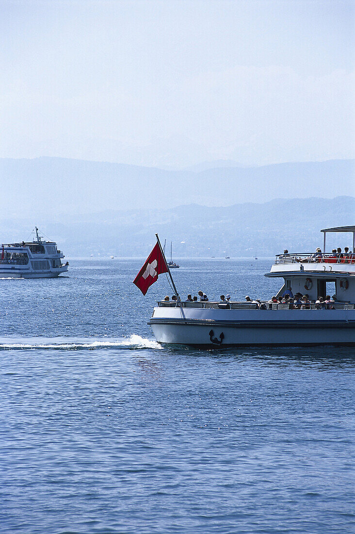 Excursion boats on lake Zurich, Zurich, Switzerland