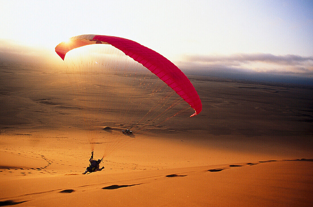 Paragliding in Walfish bay in Namibia, Africa