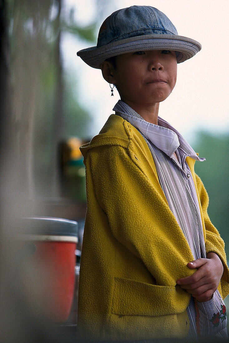 Girl on a bus station, Da Nang Vietnam