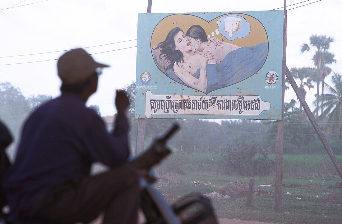 Anti-aids-poster, Kompong Thom Cambodia, Asia