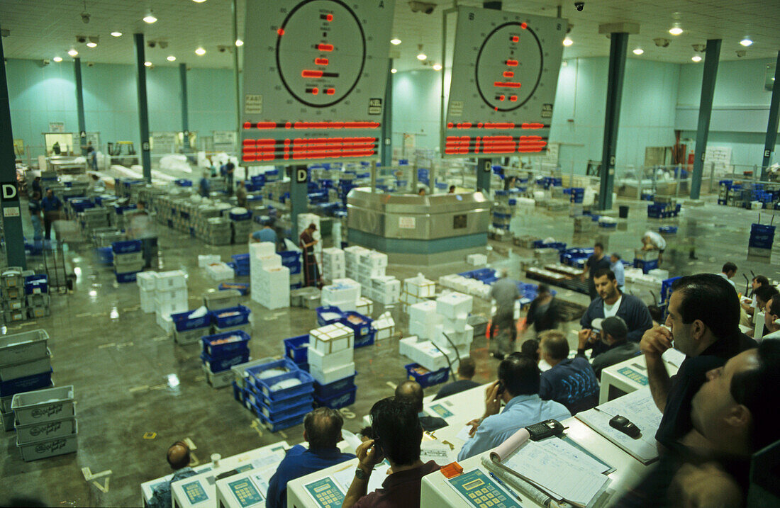 Sydney Fish Market, Australien, NSW, auction room at Sydney's fish market early morning, Second largest fish market after Tokyo