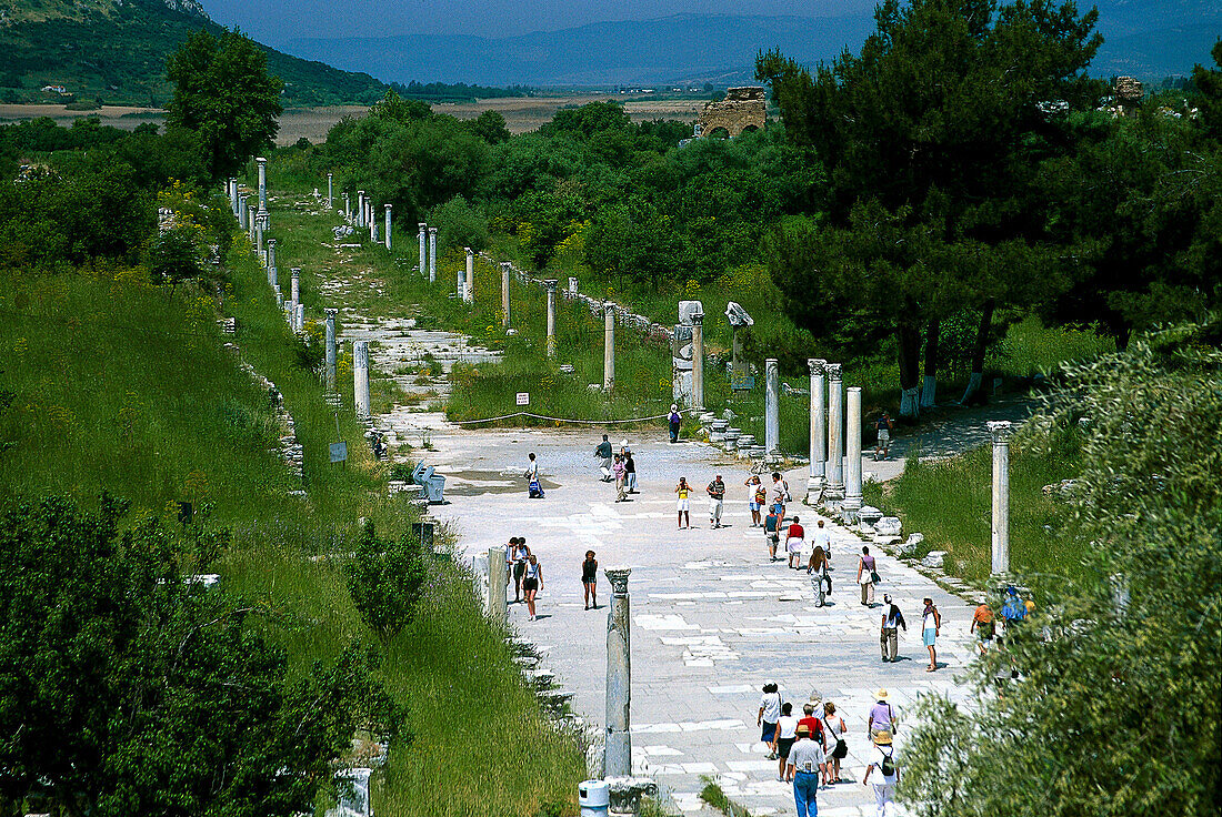 Marble road in the Ancient city of Ephesus, Turkish Aegean, Turkey