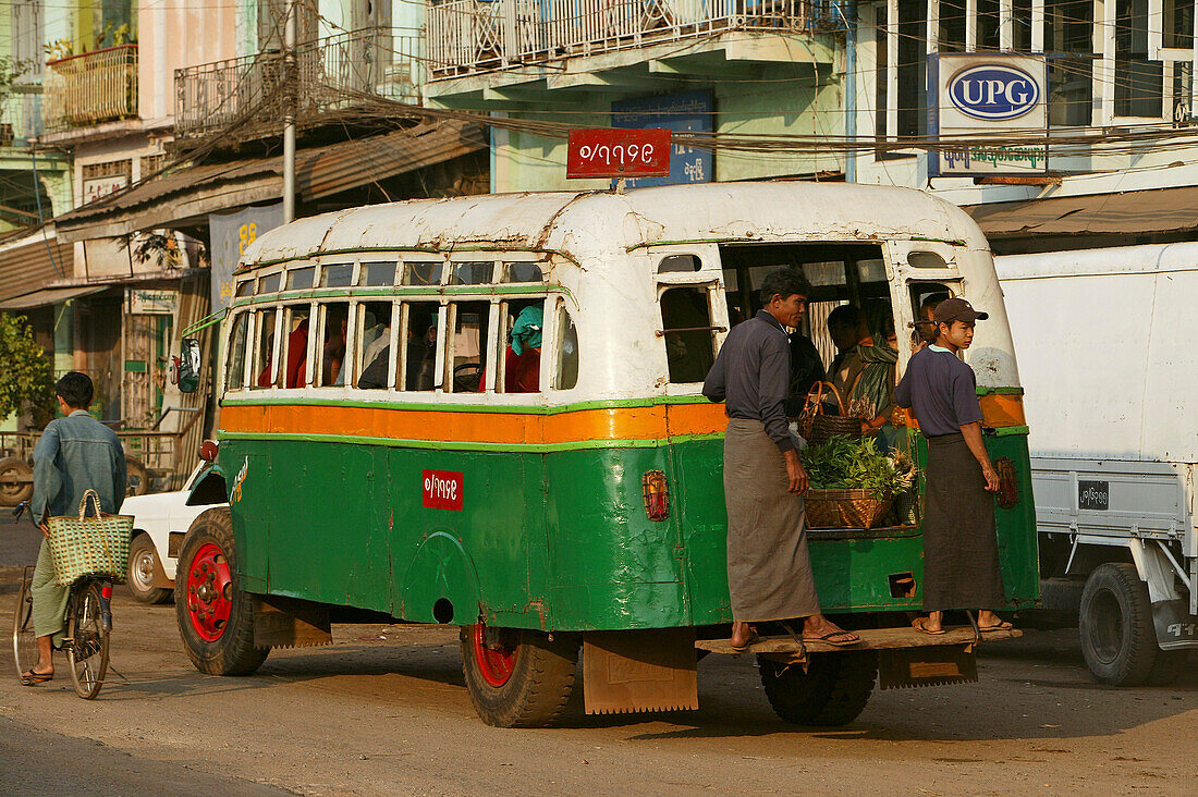 Local bus, Bago, in mainstreet, Bago, Myanmar