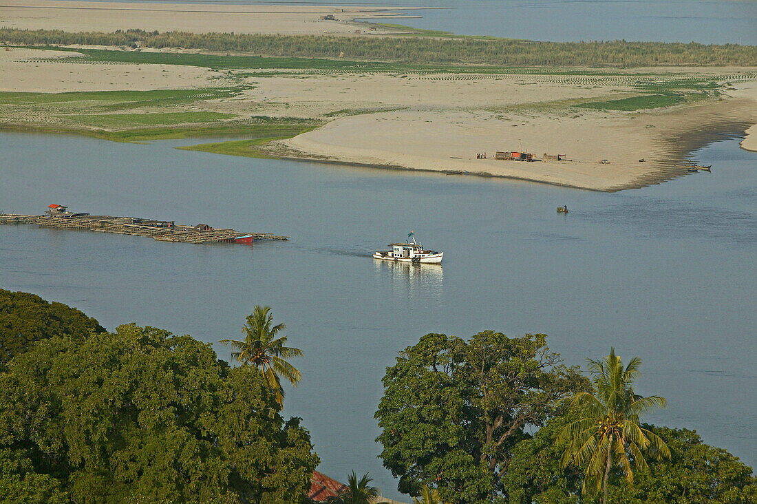 Raft of logs on the Irrawaddy River, Mingun near Mandalay