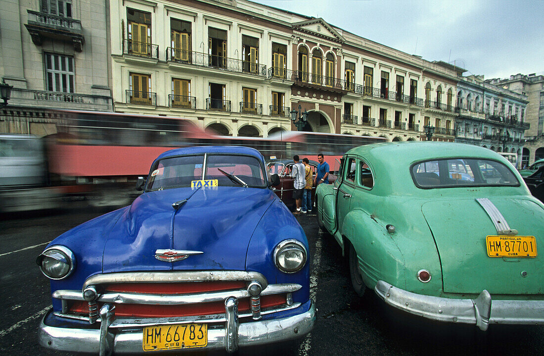 vintage cars used as Taxis, parked, Havana, Cuba