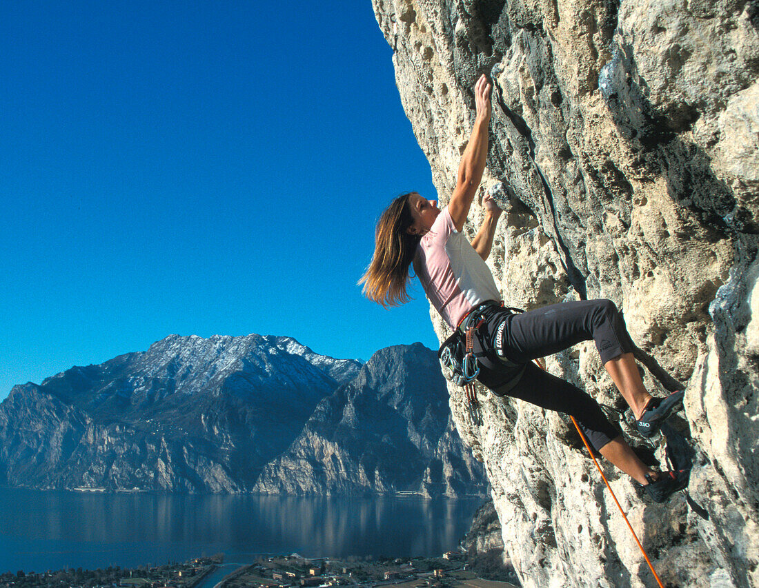 Climbing at the Lake Garda, Trentino, Italy