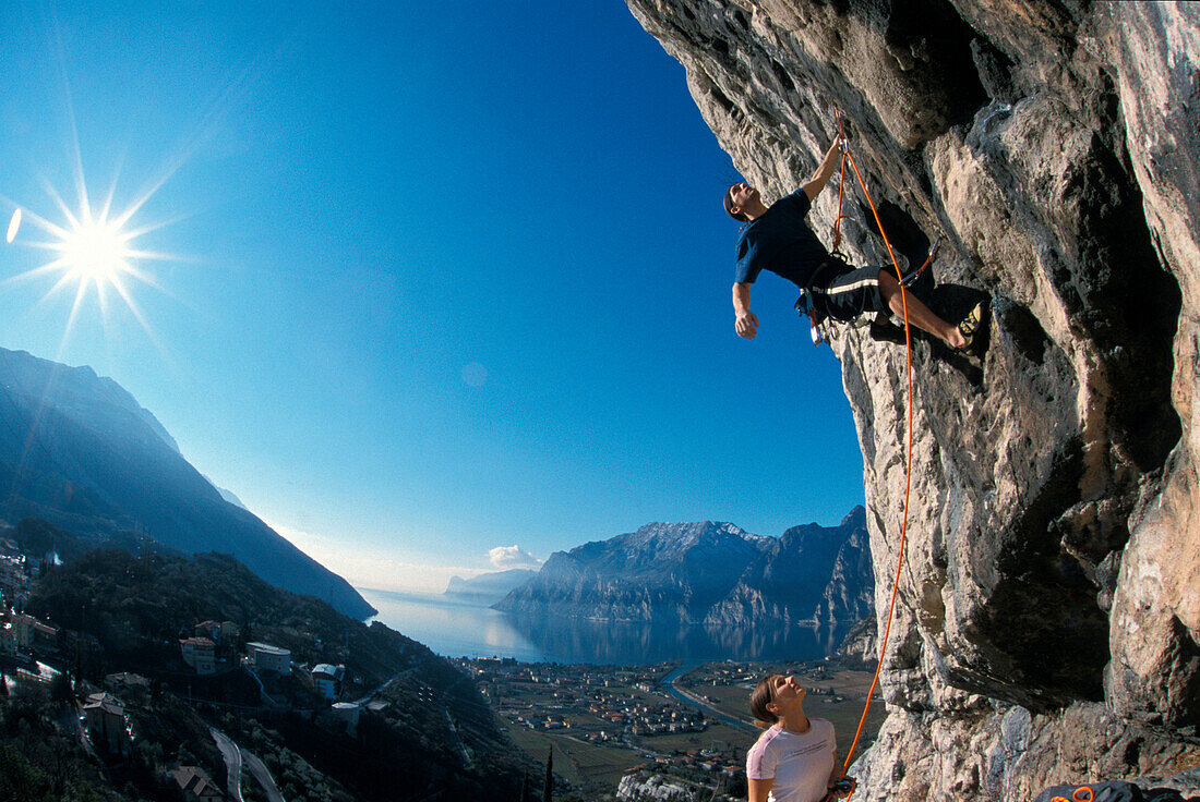 Climbing at the Lake Garda, Trentino, Italy