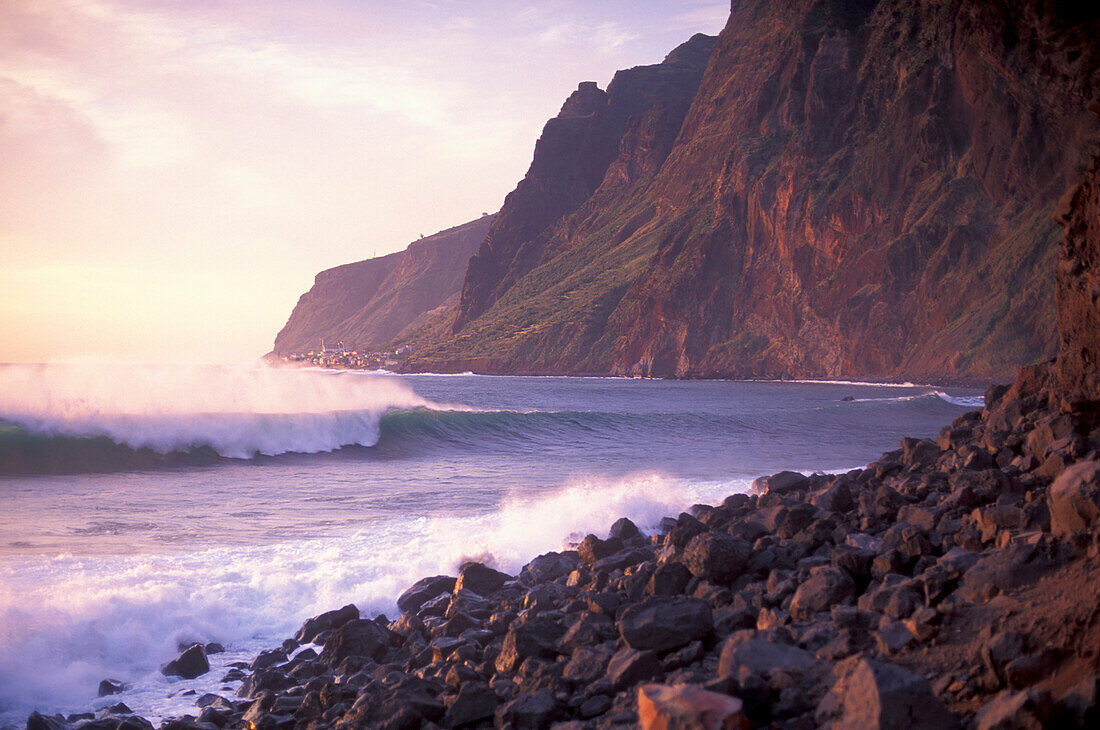 Fishing village under steep coast, Paul do Mar, Madeira, Portugal