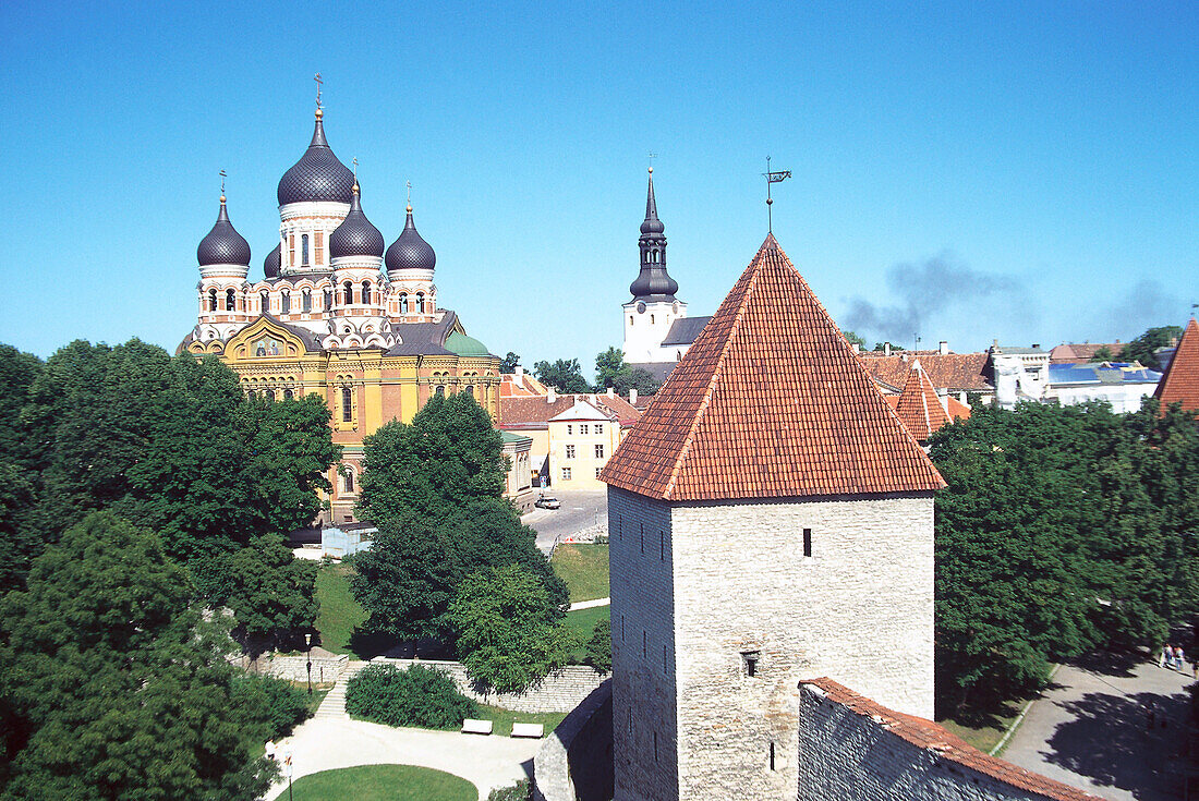 Castle hill with Alexander Nevsky Cathedral, Cathedrale, Tallinn, Estonia