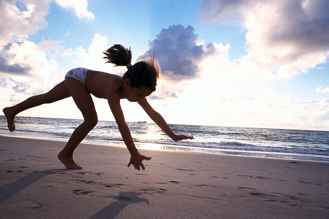 Girl on beach of Westerland, Sylt, North Sea