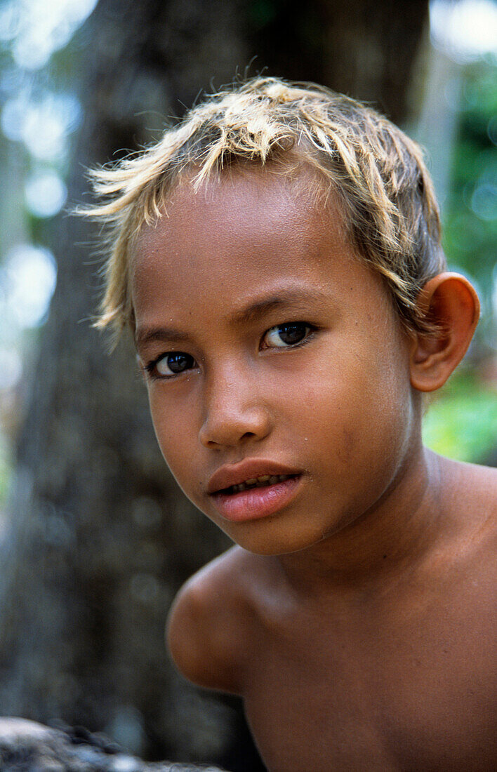 Portrait eines Jungen, Tikopia, Temotu Province, Salomonen, Südsee