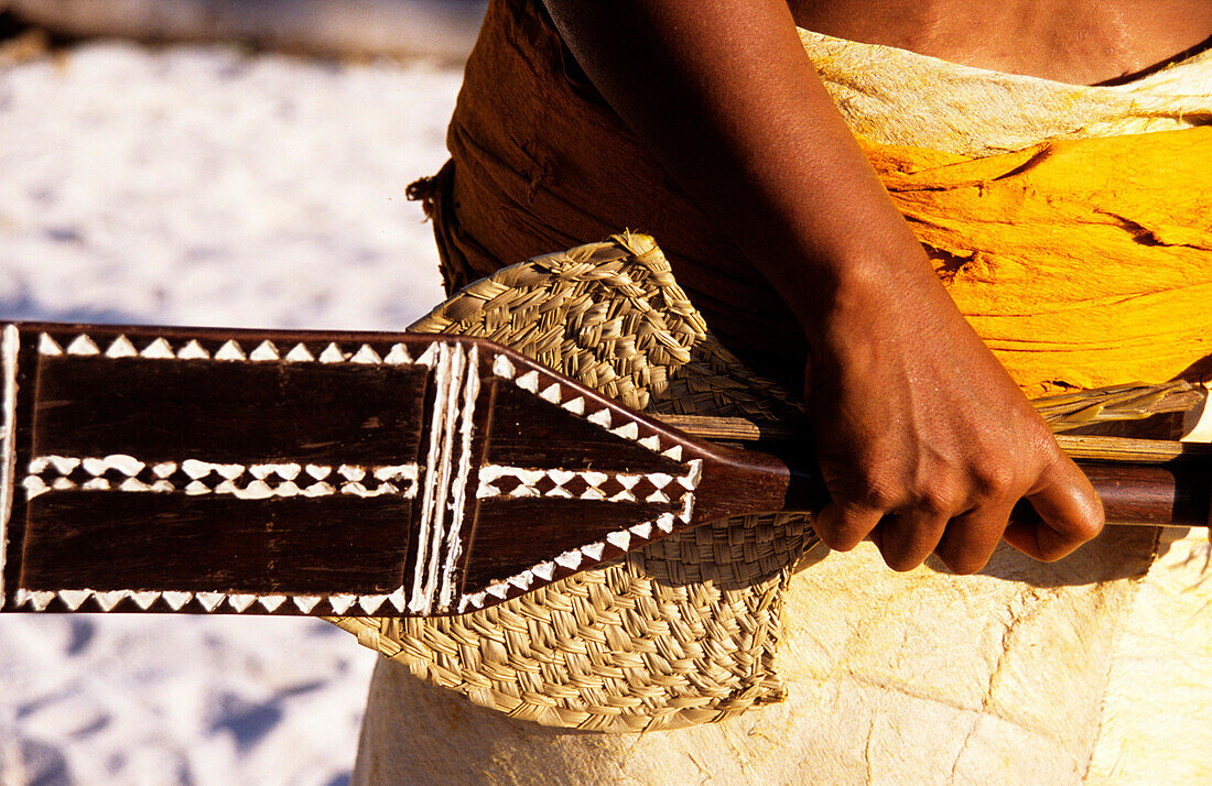 Nahaufnahme von einem Paddel, Detail, Tikopia, Temotu Province, Salomonen, Südsee