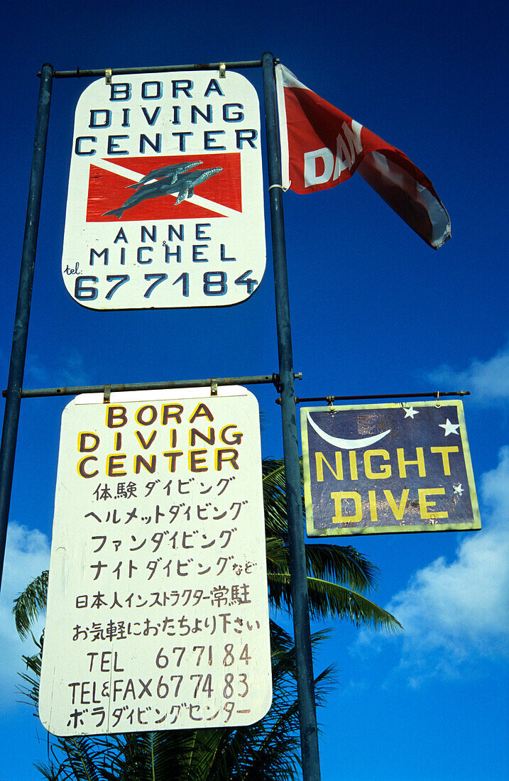 Sign, Dive Center, Bora Bora, Windward Islands French Polynesia, South Pacific