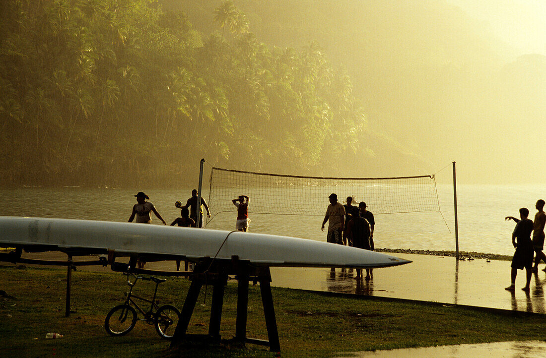 Volleyball, Sunset, Bay des Vierges, Fatu Hiva, Marquesas French Polynesia, South Pacific