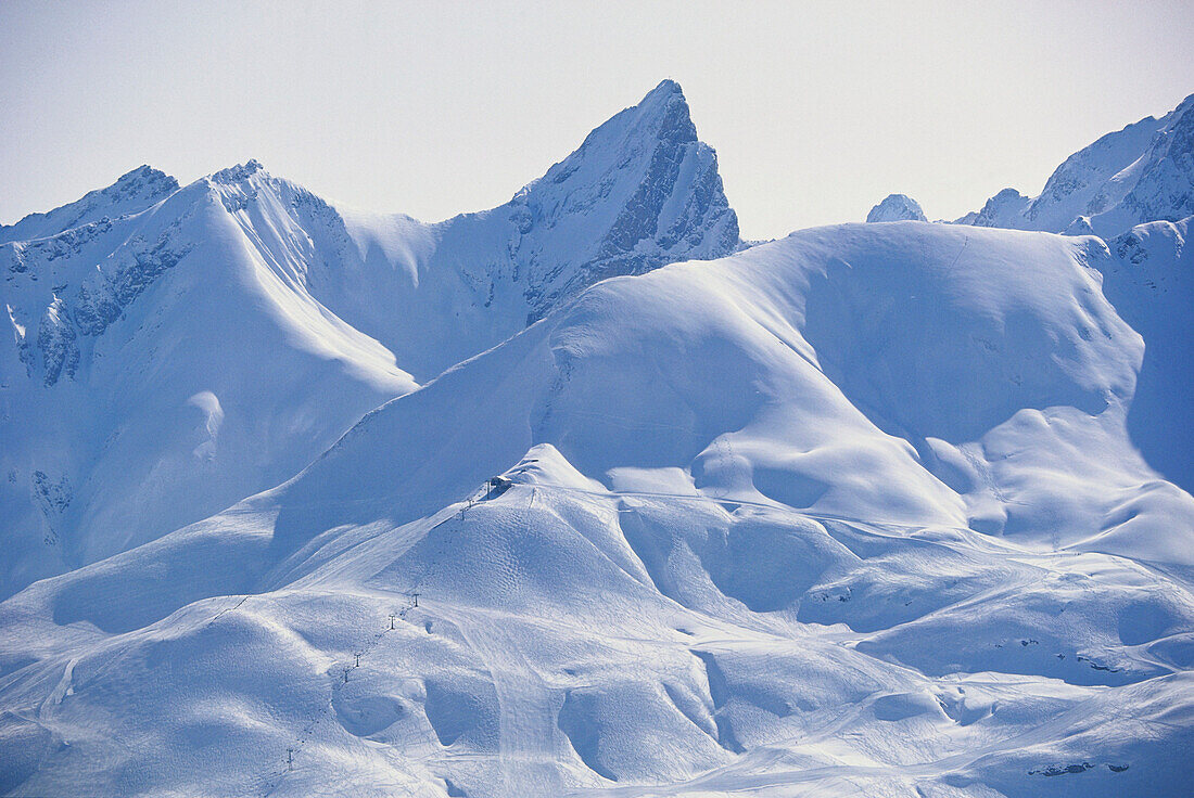 View to Seekopf mountain, Hexenboden, Arlberg, Tyrol, Austria