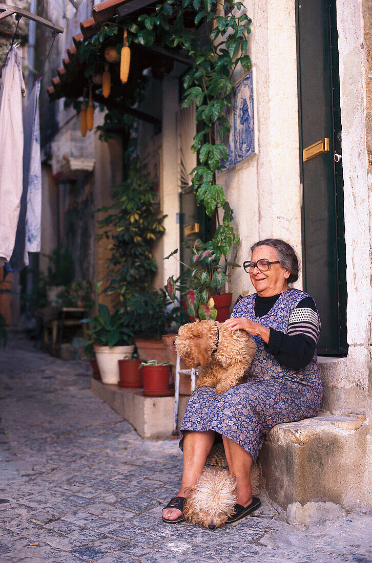 Older Woman & Dogs, Alfama, Lisbon Portugal