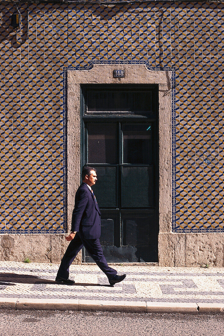 Azulejos facade, Bairro do Castelo, Alfama Lisbon, Portugal