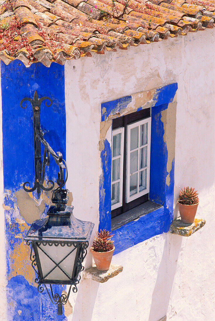 Blaues Fenster, Obidos, Portugal