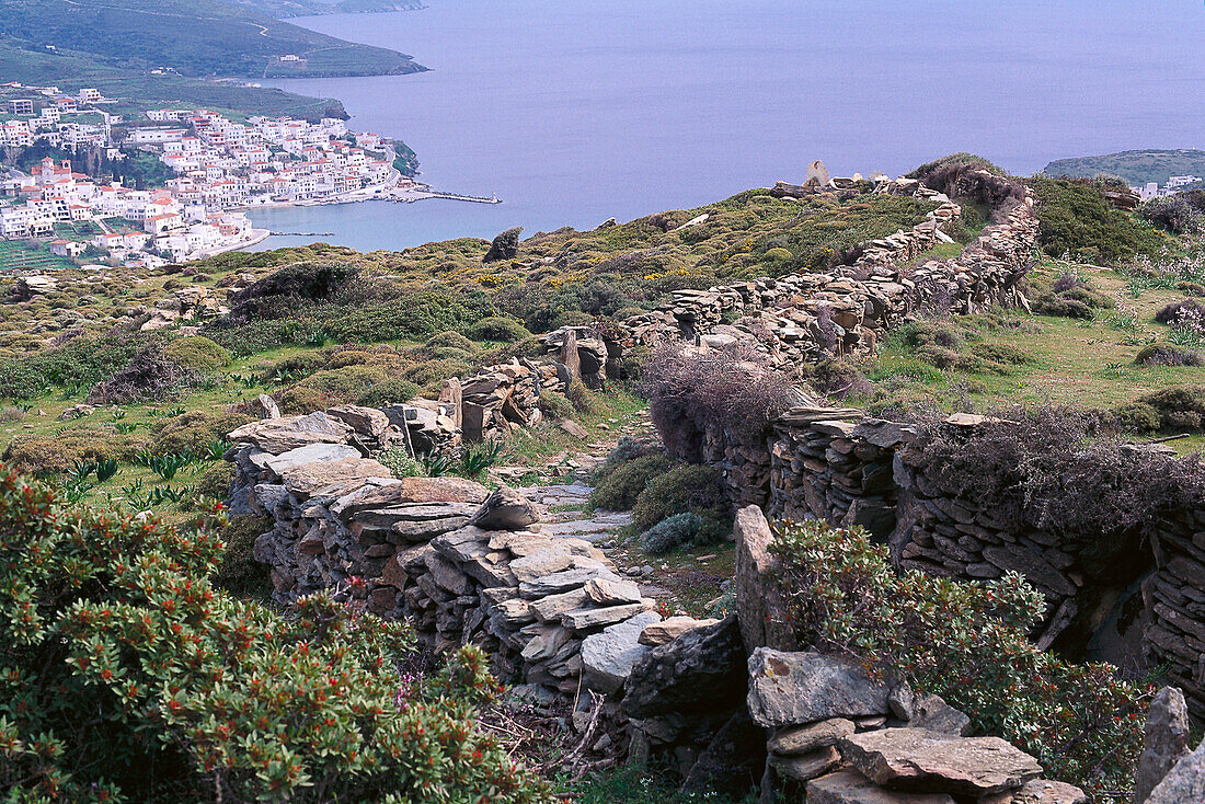 Old path above Batsi, Andros, Cyclades, South Aegean, Greece