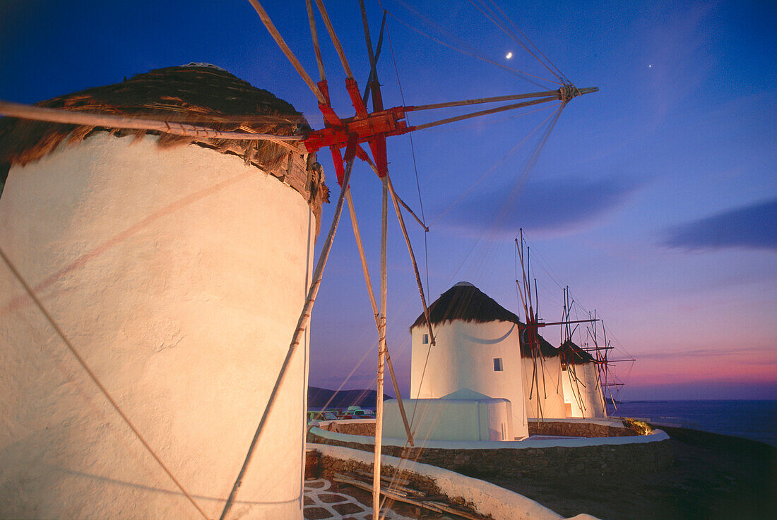 Kato Myli, Windmühlen, Mykonos Stadt, Mykonos, Kykladen, Griechenland