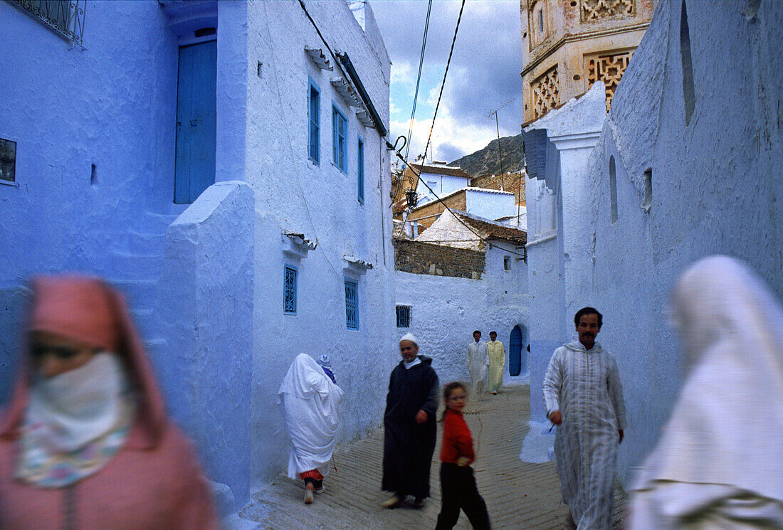 Alley in Chefchaouen, Morocco, North Africa