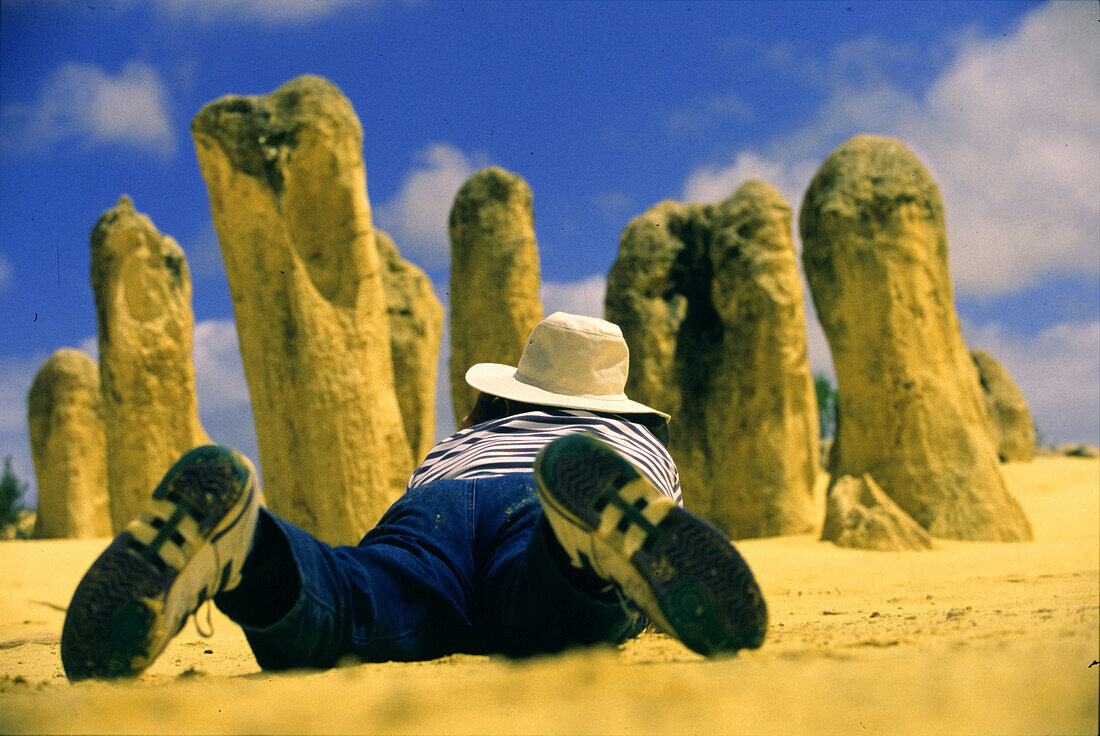 Photographer at the Pinnacles near Perth, West Australia, Australia