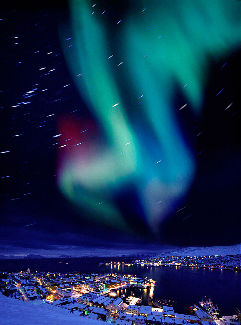 Nordlicht bei Hammerfest im Norden Norwegens, Norwegen