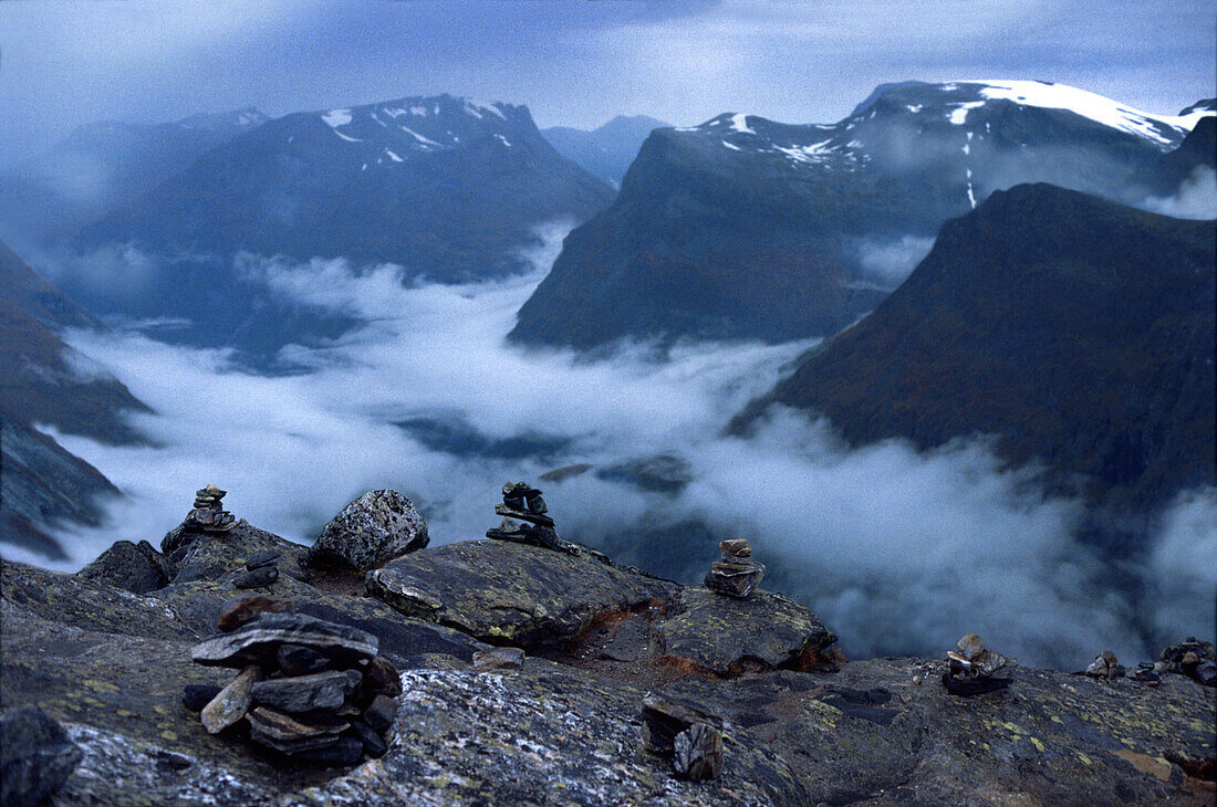 View over Geiranger fjord from Dalsnibba, Dalsnibba Mt, Norway Scandinavia