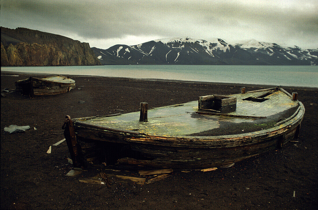 Old whaling boats, Deception Island, Antarctic