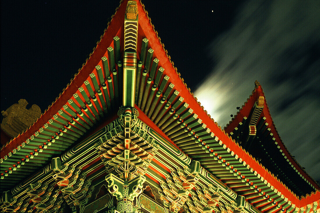 Roof of National Concert Hall and moon, Taipei, Taiwan