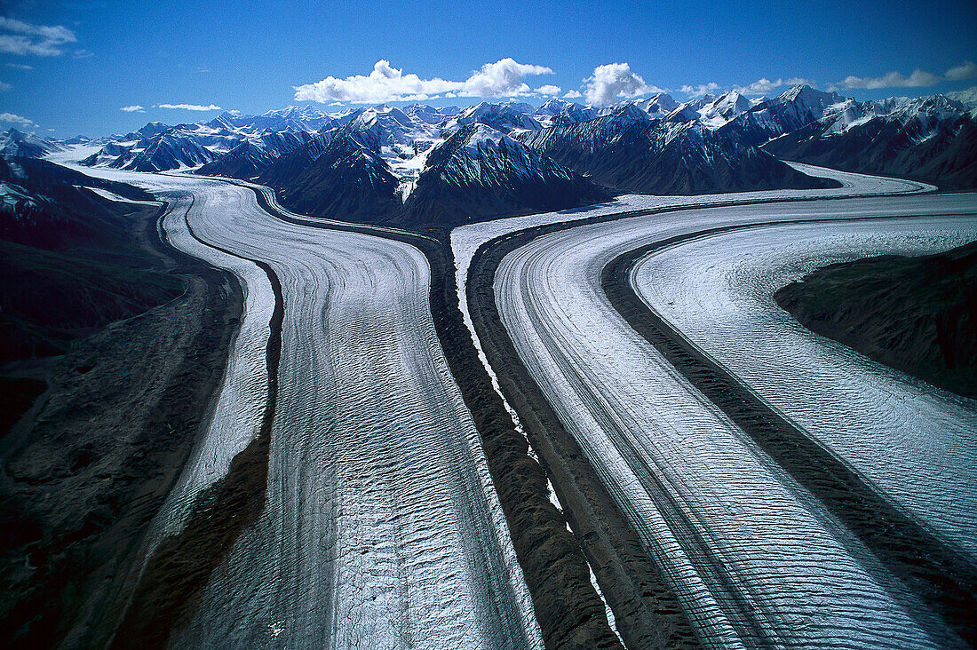 Kaskawulsh Glacier, Aerial view, Kluane Natural preserve, Yukon, Canada, North America, America