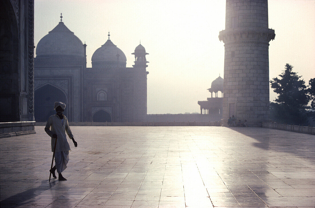 Man in Taj Mahal, Agra, Uttar Pradesh India, Asia