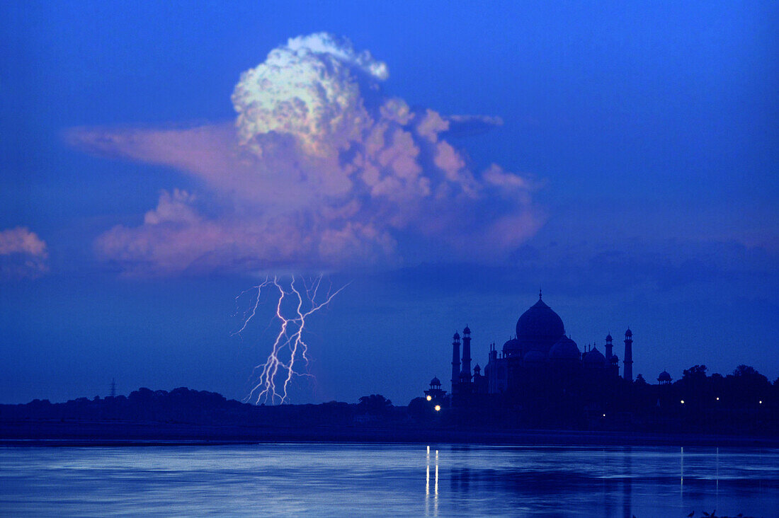 Thunder over Taj Mahal, Agra, Uttar Pradesh India, Asia