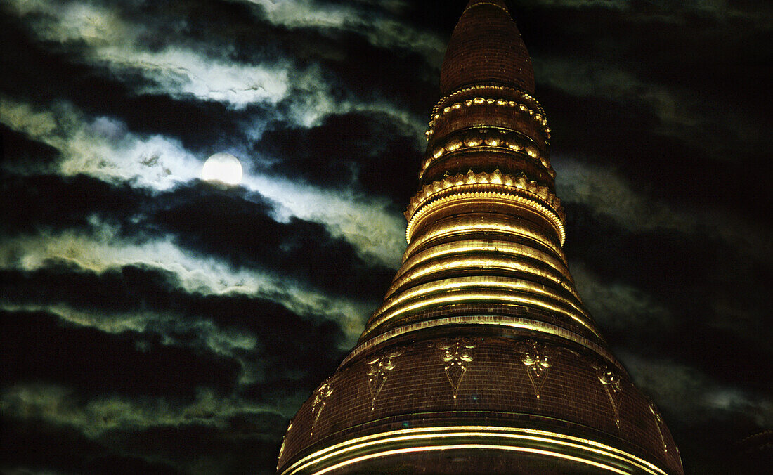 Shwedagon Pagoda in moonlight, Rangoon, Myanmar