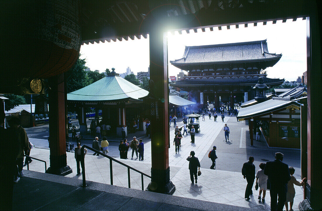 People in front of the Senso-ji temple at Asakusa, Tokyo, Japan, Asia