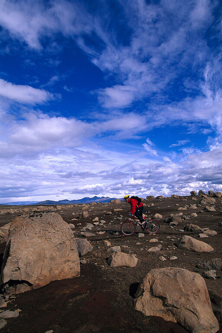 Biker on the Kkölurtrail, Iceland