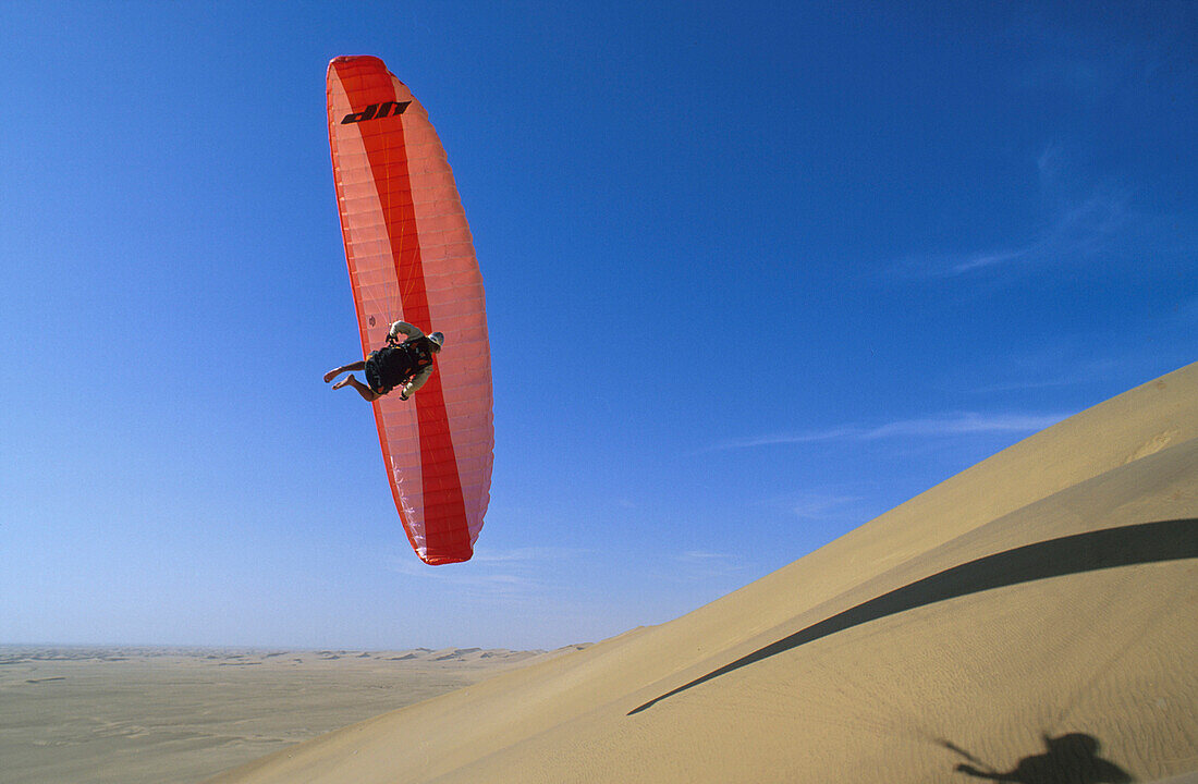 Paraglider above the desert, Namibia, Africa