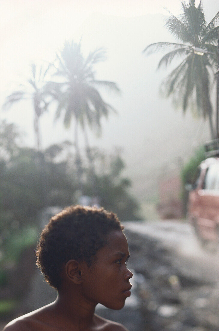 Boy near road, Cape Verde, Africa