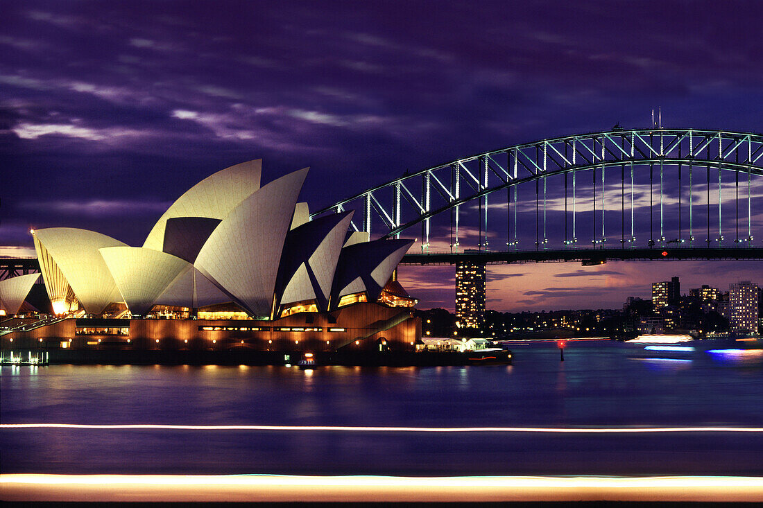 Darling Harbour, Sydney opera and Harbour Bridge, Sydney, New South Wales, Australia
