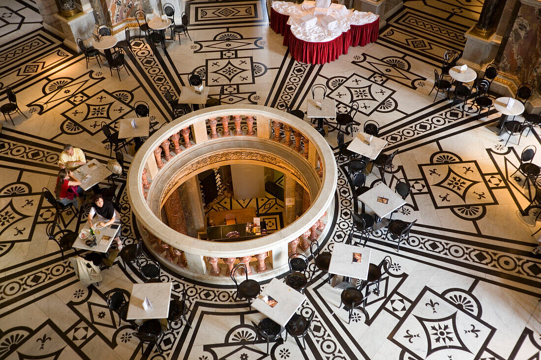 Cafe in the cupola hall of Kunsthistorisches Museum Art History Museum, , Vienna, Austria