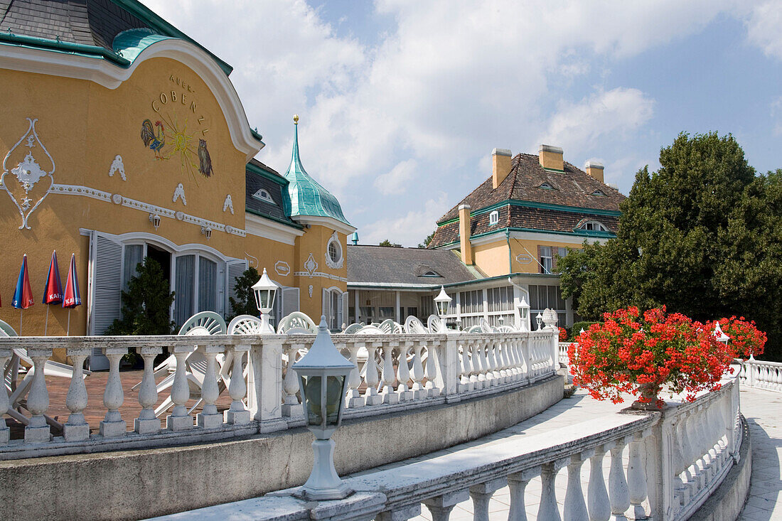 Terrace of Schlossrestaurant Cobenzl castle's restaurant Cobenzl, , Vienna, Austria