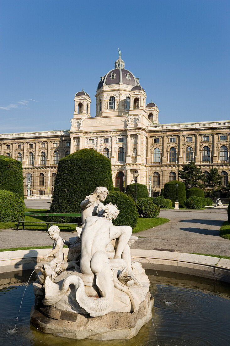 Fountain before Museum of Natural History Museum, Maria Theresia Square, Vienna, Austria