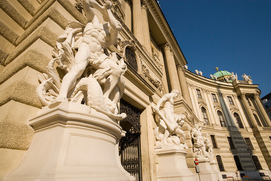 Statues of Hercules at Michaelertor, Alte Hofburg, Michaelerplatz, Vienna, Austria